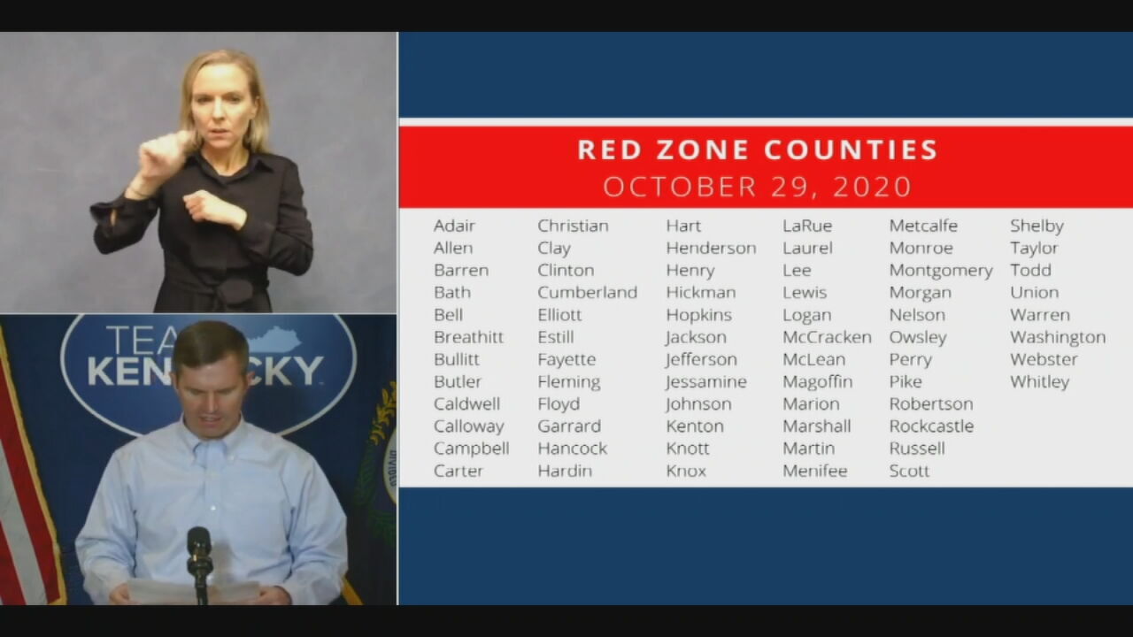 Kentucky's 'red zone' counties 10-29-20